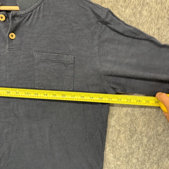 Steven Alan Long Sleeve Henley Shirt Men's Large Blue Slub Cotton Navy Blue - Picture 5 of 9